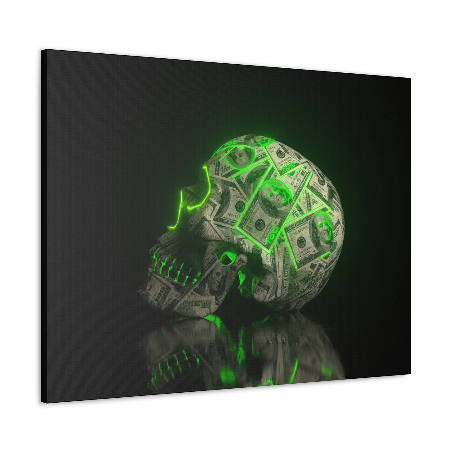 Skull & Currency Canvas Wall Art