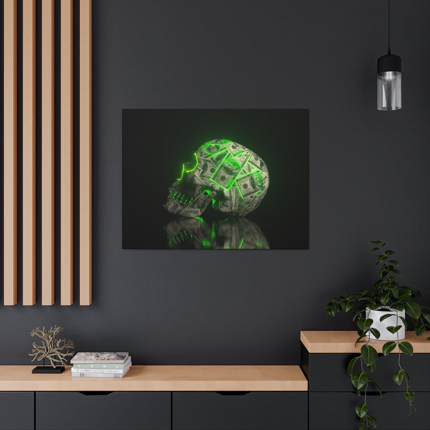 Skull & Currency Canvas Wall Art